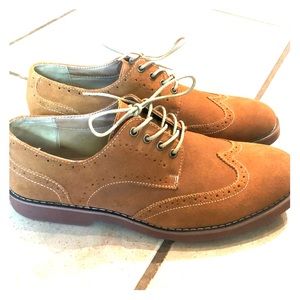 men’s whiskey brown suede Alfani Oxford shoes